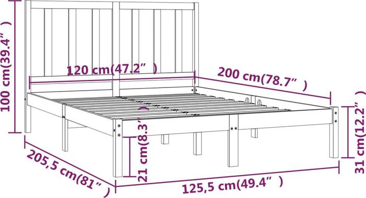 Produktbild vidaXL Bettrahmen (200 x 200 cm)