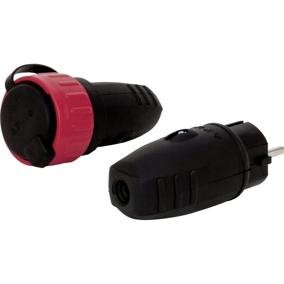 REV, Netzstecker + Netzkupplung, 0502002555 Schutzkontaktstecker 230 V Schwarz IP44