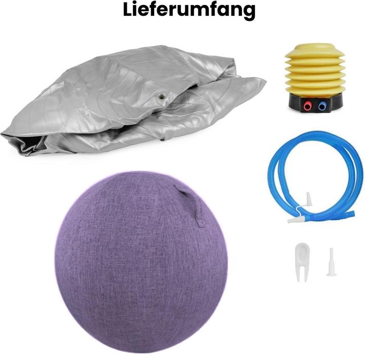 Produktbild Hermex Sitzball mit Schutzhülle Yoga-Ball Gymnastikball Fitnessball (65 cm)