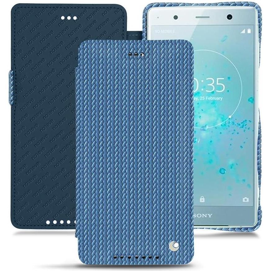 Noreve Lederschutzhülle horizontal (Sony Xperia XZ2 Premium), Smartphone Hülle, Blau