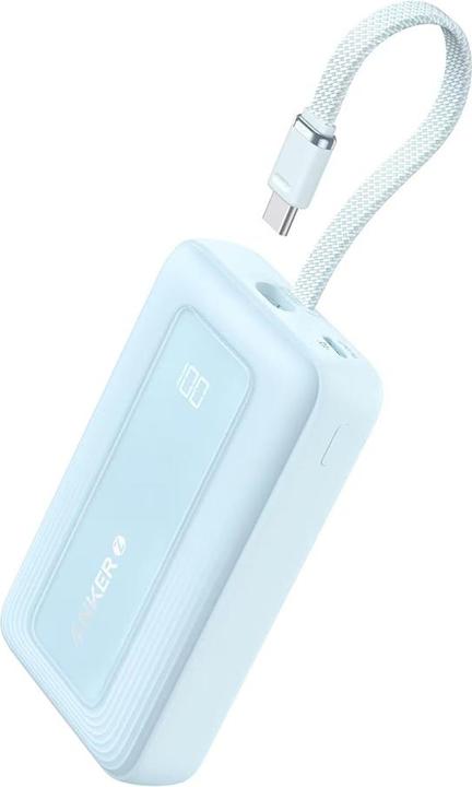 Anker Powerbank | Powerbank mit integriertem USB-C Kabel | A1689031 | 20000 mAh | 30W Output | Blau (20000 mAh, 30 W)