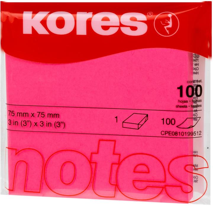 Actual product image Kores Notepad 7.5 x 7.5 cm, Neon Pink (75 x 75 mm)