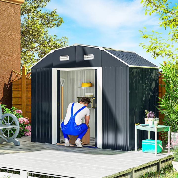 Image du produit Outsunny Gerätehaus Verzinkter Stahl Dunkelgrau