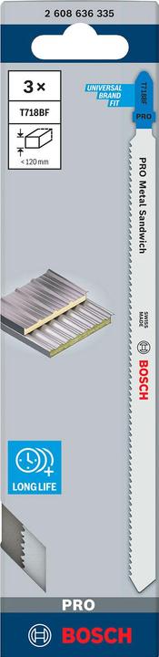 Produktbild Bosch Professional Zubehör PRO Metal Sandwich T718BF Stichsägeblatt, 180 mm, 3-tlg.