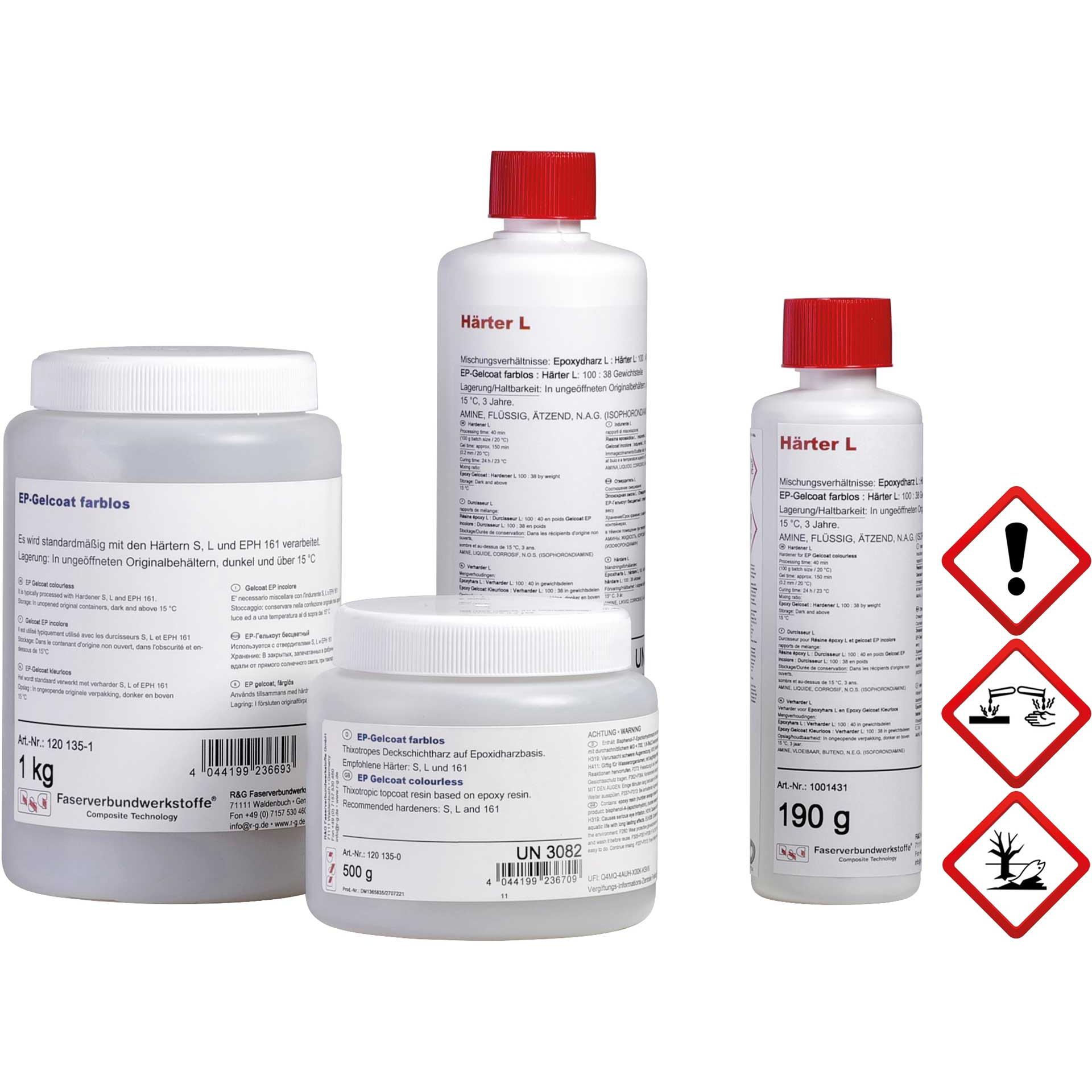 R&G ep-gelcoat farblos + härter l (40 min) packung/ 1,38 kg