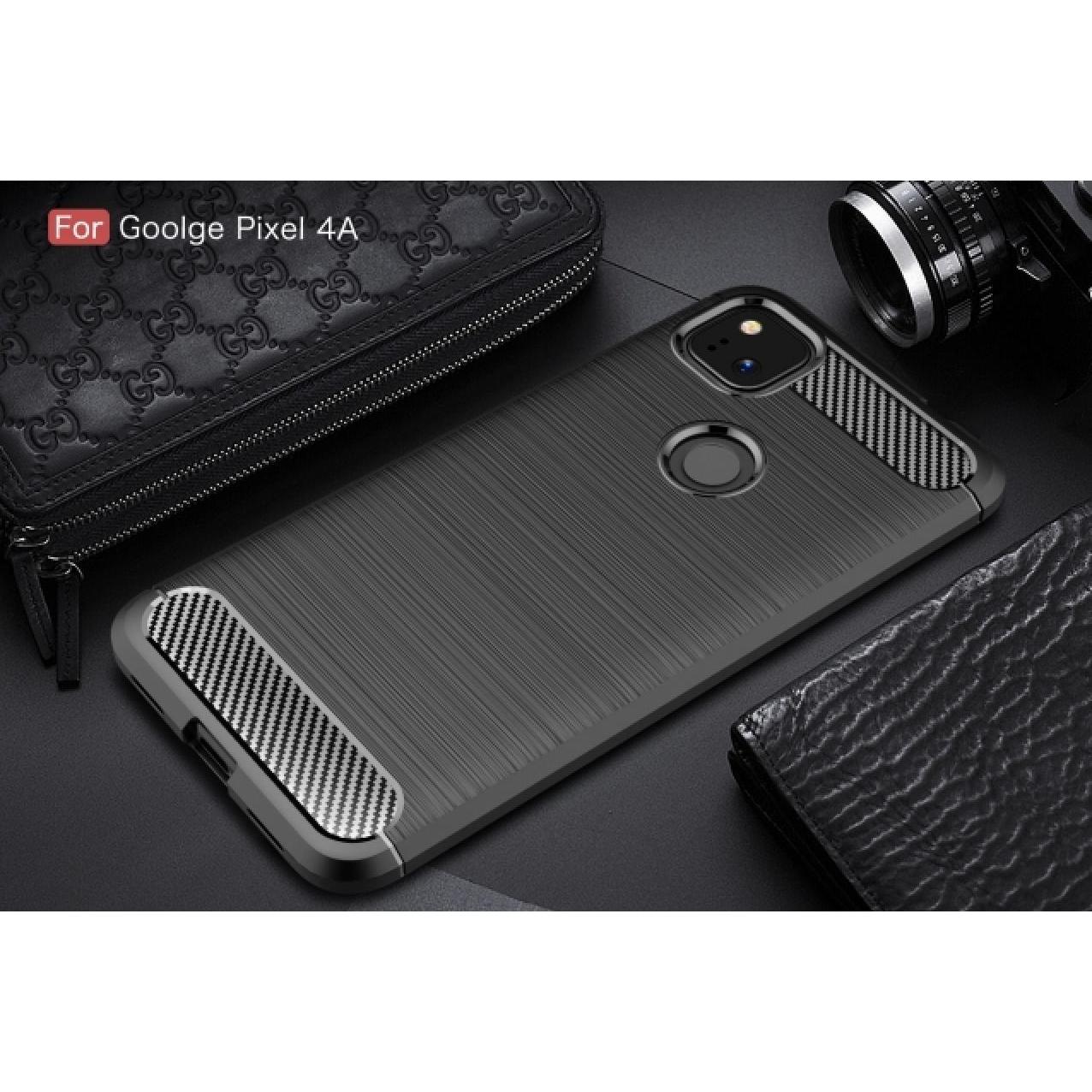 Thumbnail - Screenguard Google Pixel 4a Hülle Carbon Brushed Soft TPU (Google Pixel 4a), Smartphone Hülle, Schwarz