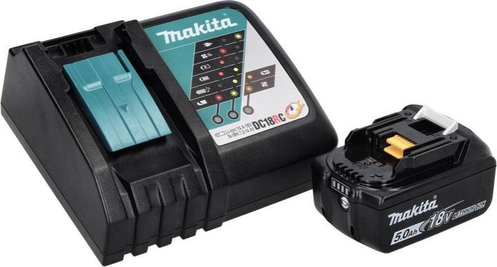Actual product image Makita DBN 500 RT1J Battery upsetting nailer 15-50 mm 90° 18 V with 1x 5.0 Ah battery and charger in MakP