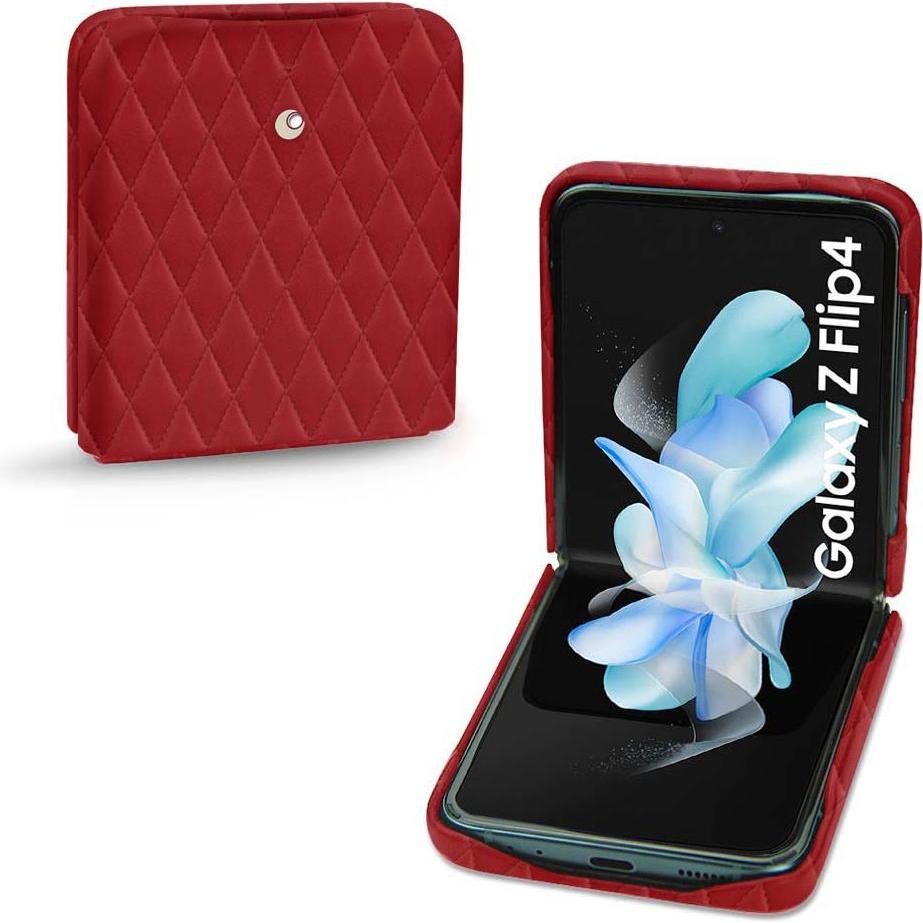 Noreve Lederschutzhülle Samsung Galaxy Z Flip4 (Samsung Galaxy Z Flip4), Smartphone Hülle, Rot