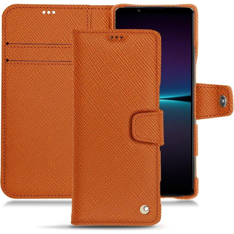 Noreve Lederschutzhülle Wallet (Sony Xperia 1 IV), Smartphone Hülle, Orange