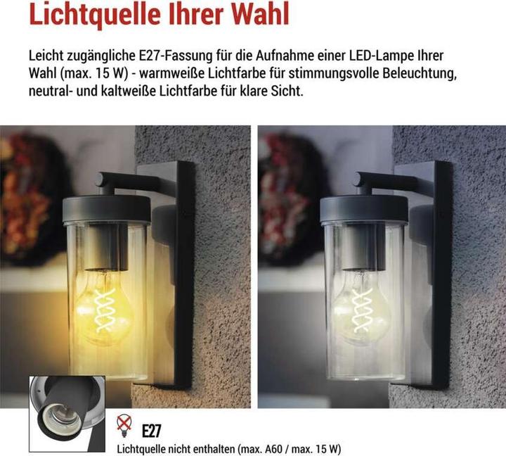 Image du produit Emos LED GARDEN LIGHT,E27,IP44,MAX 15W,WALL MOUNTED (E27, IP44)