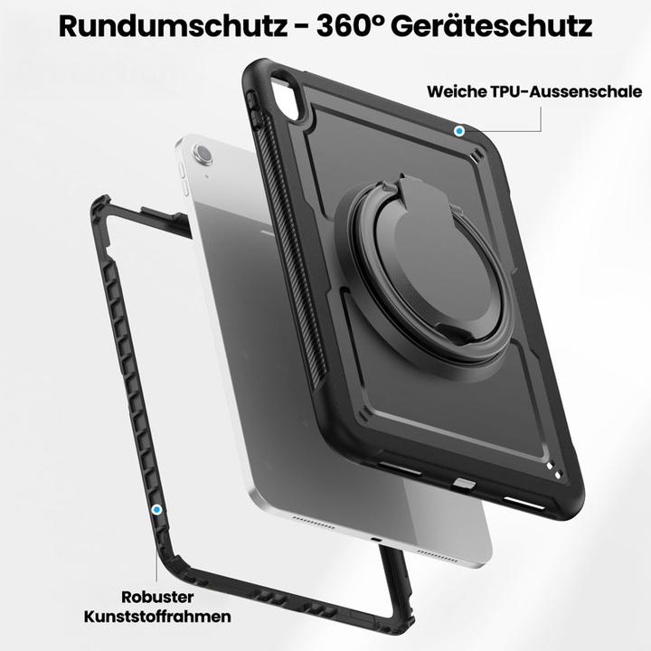 Actual product image RPD iPad Air 11” (2024/2025) - HEX-G FE Rugged Case mit Griff, Kickstand & Pencil Holder, schwarz (iPad Air 11 2025)