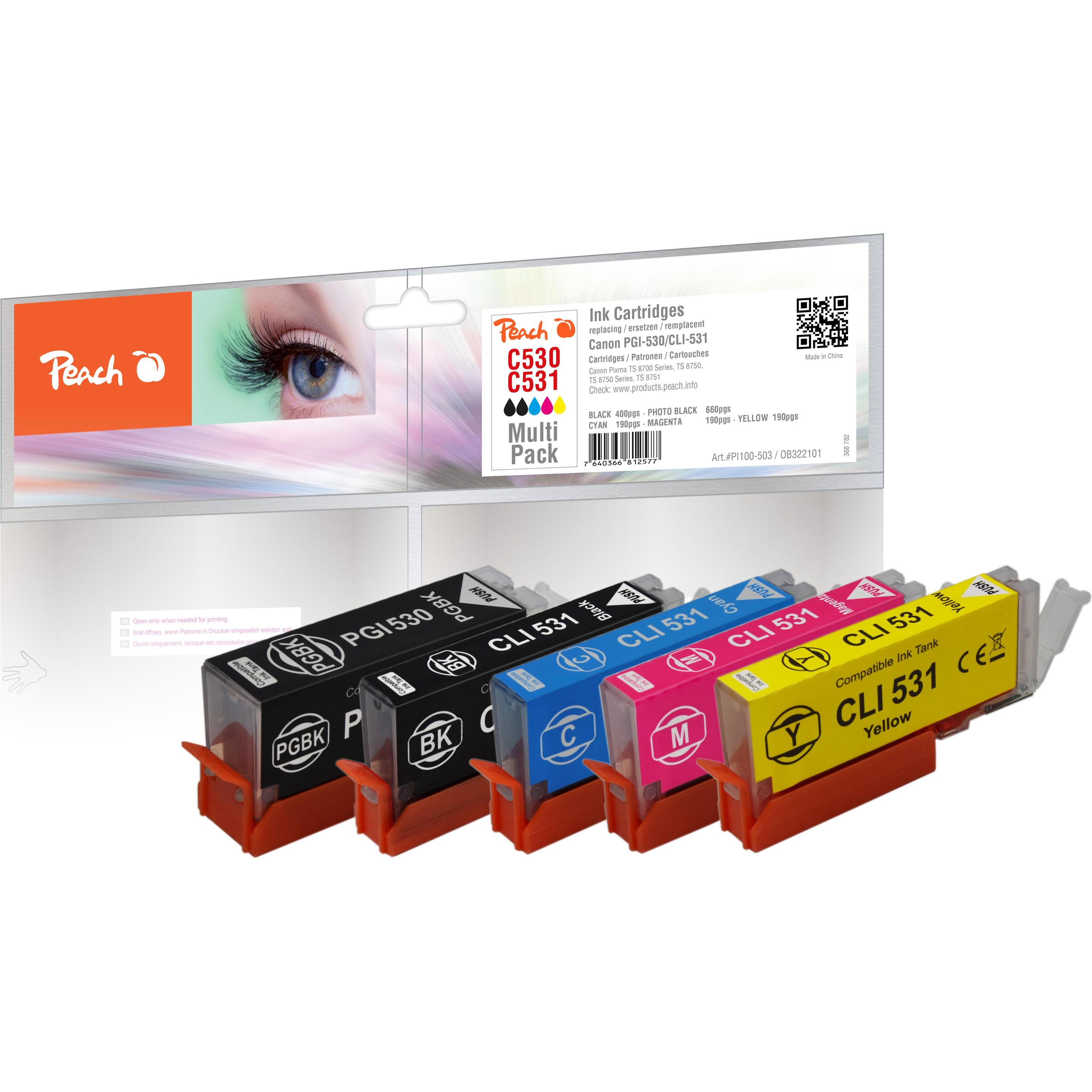 Thumbnail - Peach, Druckerpatrone, Patrone Canon PGI-530/CLI-531 MultiPack kompatibel (BK)