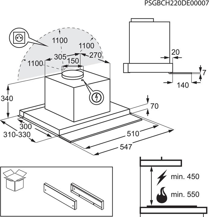 Nährwerte und Zutaten Electrolux DAGL5542VI (Flachschirmhaube)