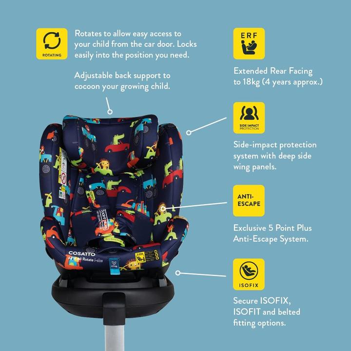 Actual product image Cosatto All-in-One Rotating i-Size Car Seat from Birth to 12 Years with ISOFIX and ERF (Child seat)