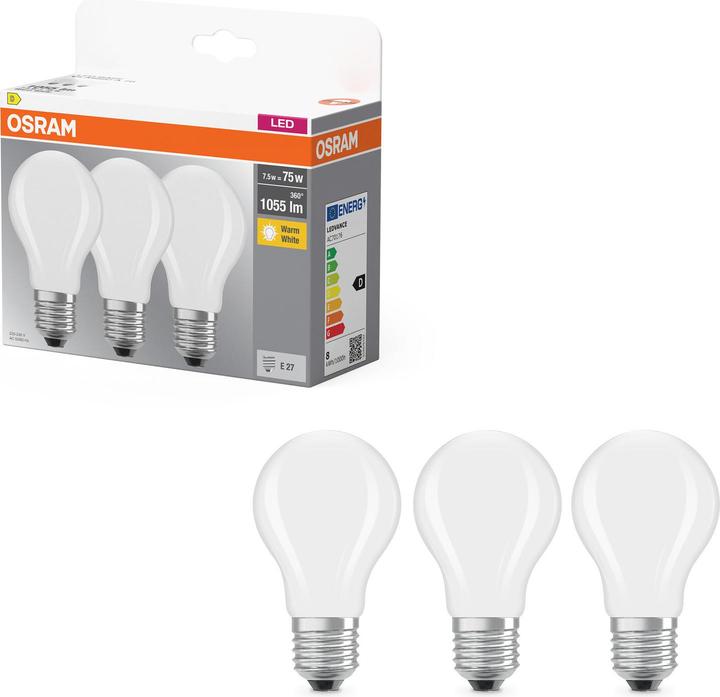 Immagine prodotto Osram Base Led Classic A (E27, 7.50 W, 1055 lm, 3 x, D)