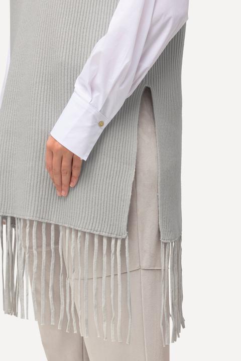 Immagine prodotto Ulla Popken Gilet dal taglio oversize e smanicato con scollo a girocollo e frange (46, 48)