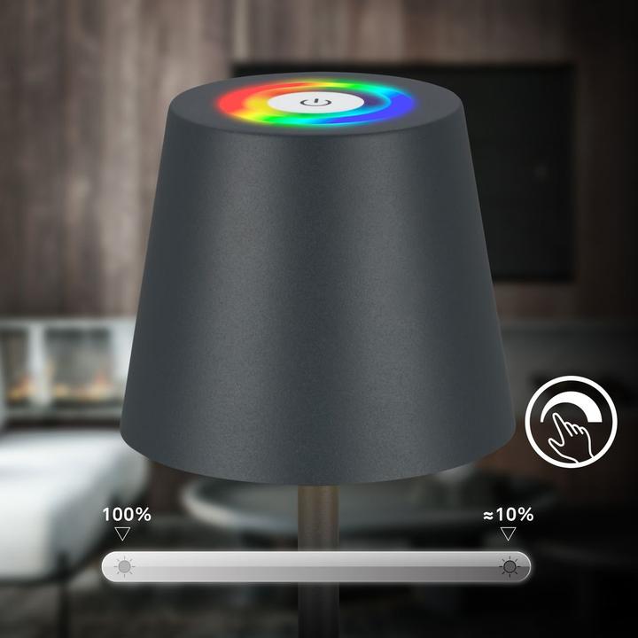 Actual product image Briloner Accu LED table lamp with charging dock, RGB, stepless dimmable (300 lm)