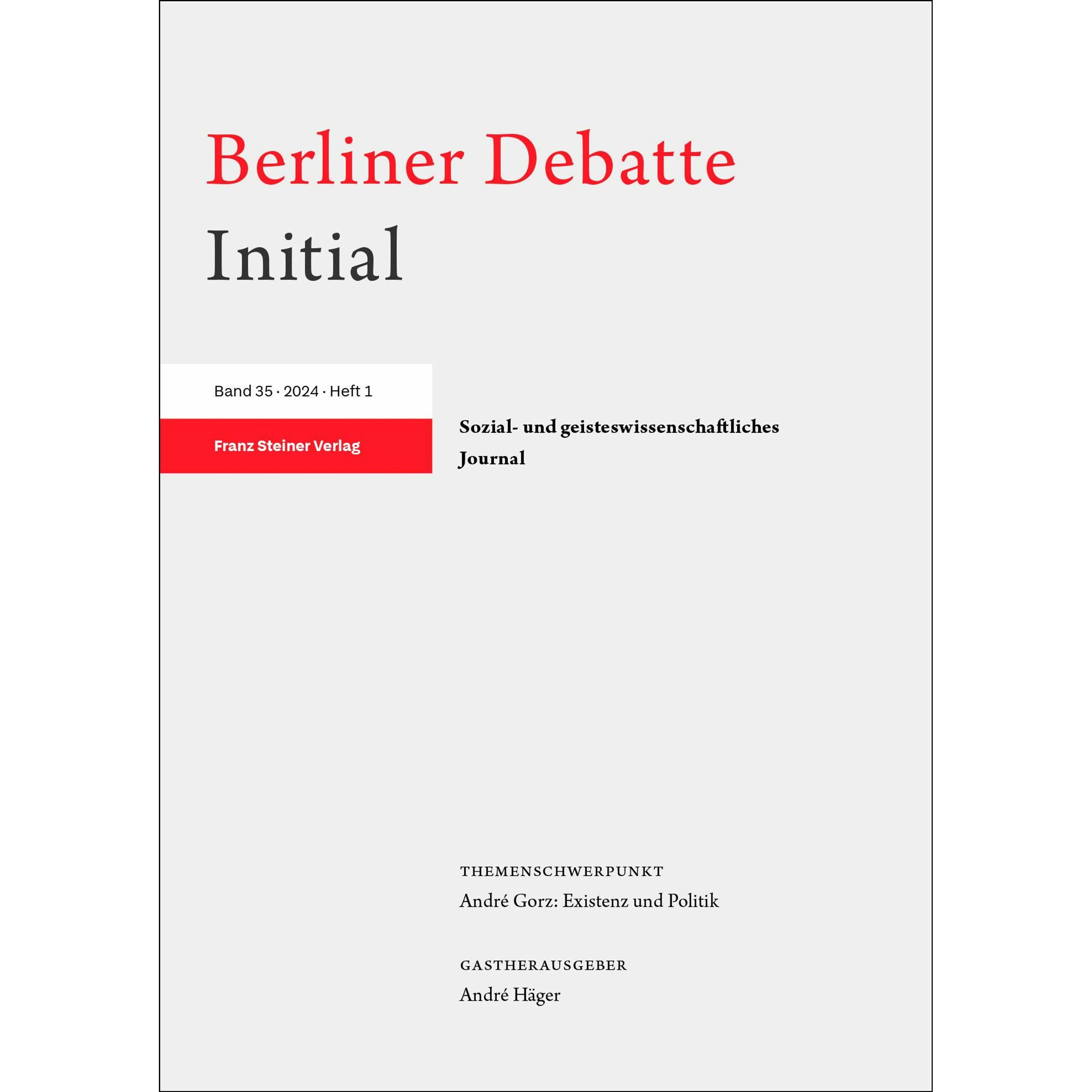 Berliner Debatte Initial 35 (2024) 1, Fachbücher von Berliner Debatte Initial e.V., André Häger
