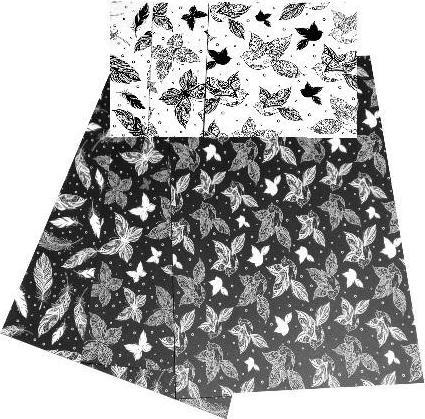 DKD Home Decor Karton mit schwarz-weissen Motiven, 24x24cm, 3 Blatt (300 g/m², 3x)