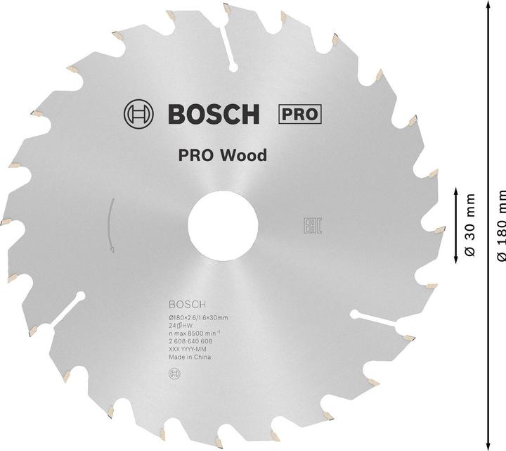 Actual product image Bosch Professional Zubehör PRO Wood circular saw blade, 180 x 2.6 x 30 mm