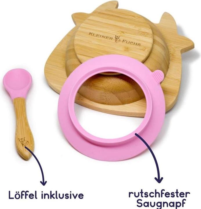 Actual product image Kleiner Fuchs Babyteller Bambus Kuh Rosa