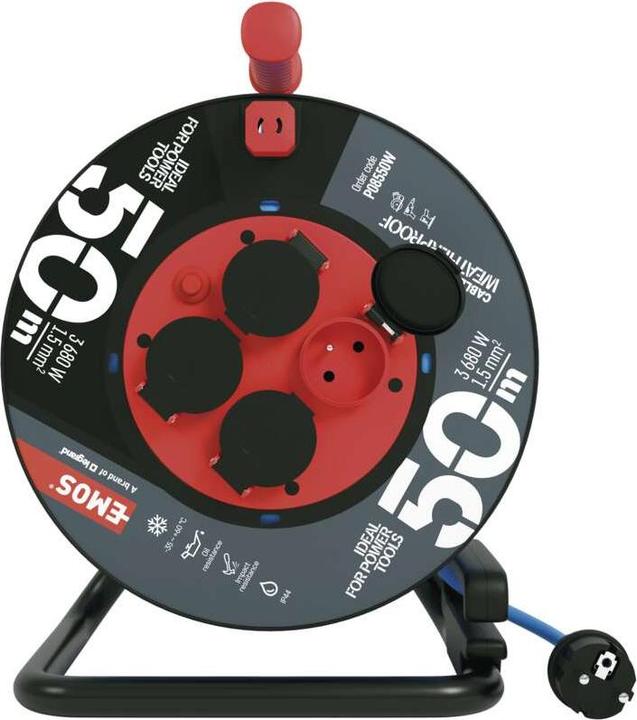 Produktbild Emos Cable reel frost and unbreakable cable length 50 m FRENCH standard (50 m, 1.50 mm²)