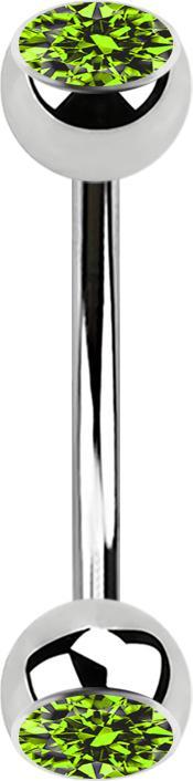Immagine prodotto Star Piercing Micro banana d'argento con due sfere di cristallo verde chiaro (senza ottone, Acciaio chirurgico 316L)