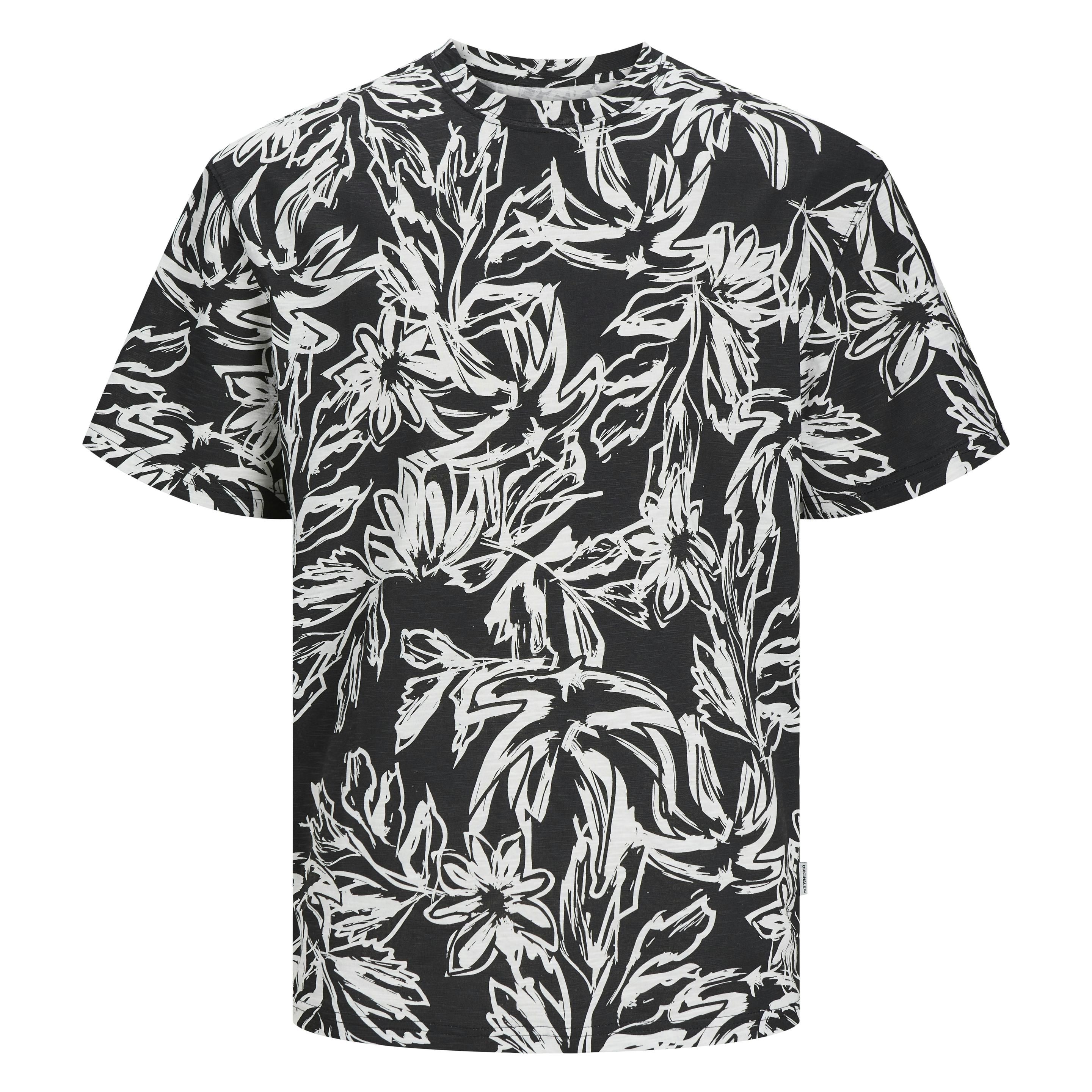Jack & Jones, Herren, Shirts, All Over Print Rundhals T-shirt T-shirt, Schwarz, (L)