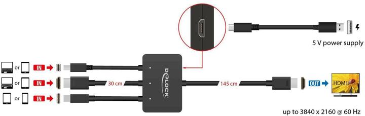 Produktbild Delock Adapter 85830 USB-C, HDMI oder Mini-DP zu HDMI (HDMI, 25.10 cm)
