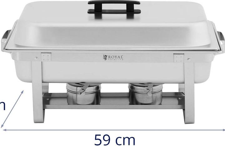 Produktbild Royal Catering Chafing Dish Set Warmhaltebehälter Rechaud Wärmebehälter 2 x 8 l Edelstahl