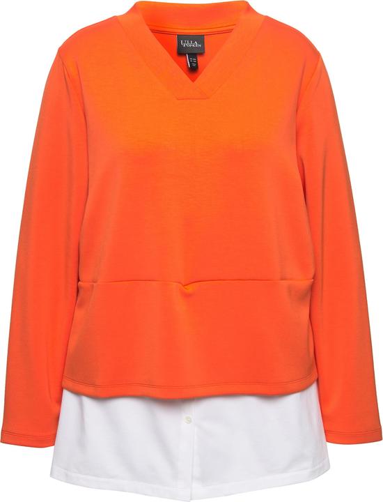 Image du produit Ulla Popken Sweat-shirt, col en V et manches longues, empiècement chemisier intégré (42, 44)