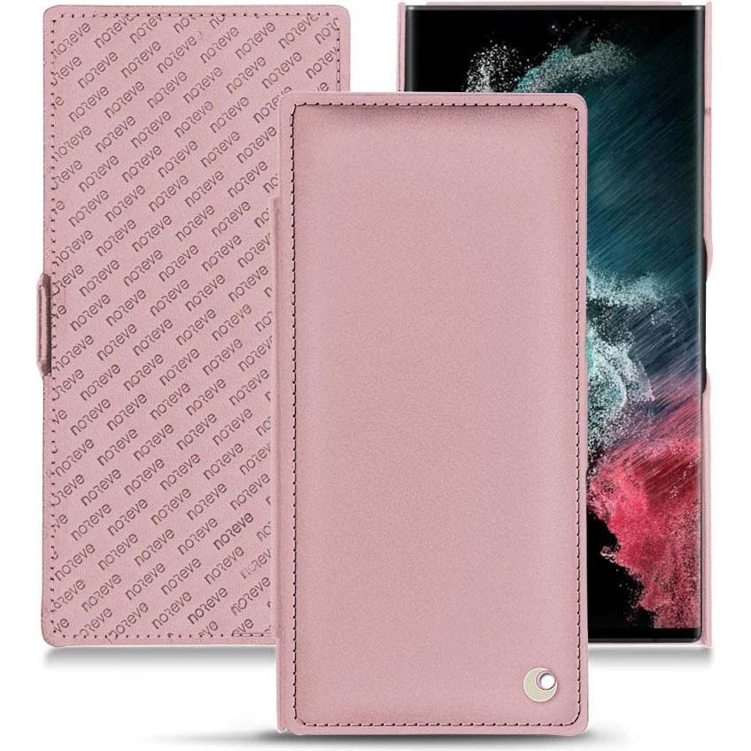 Noreve Lederschutzhülle horizontal (Samsung Galaxy S22 Ultra), Smartphone Hülle, Rosa