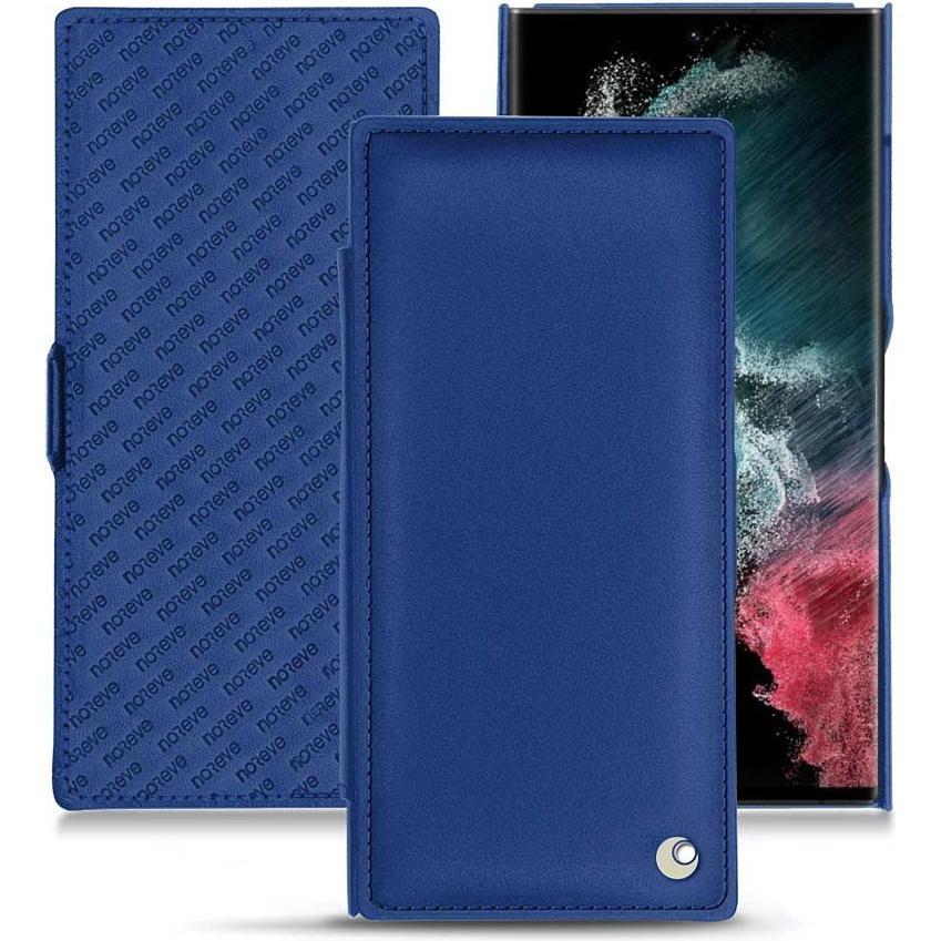 Noreve Lederschutzhülle horizontal (Samsung Galaxy S22 Ultra), Smartphone Hülle, Blau