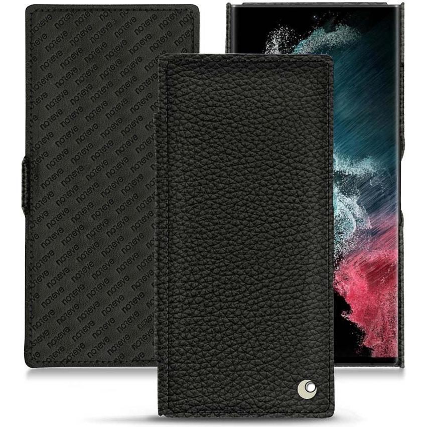 Noreve Lederschutzhülle horizontal (Samsung Galaxy S22 Ultra), Smartphone Hülle, Schwarz