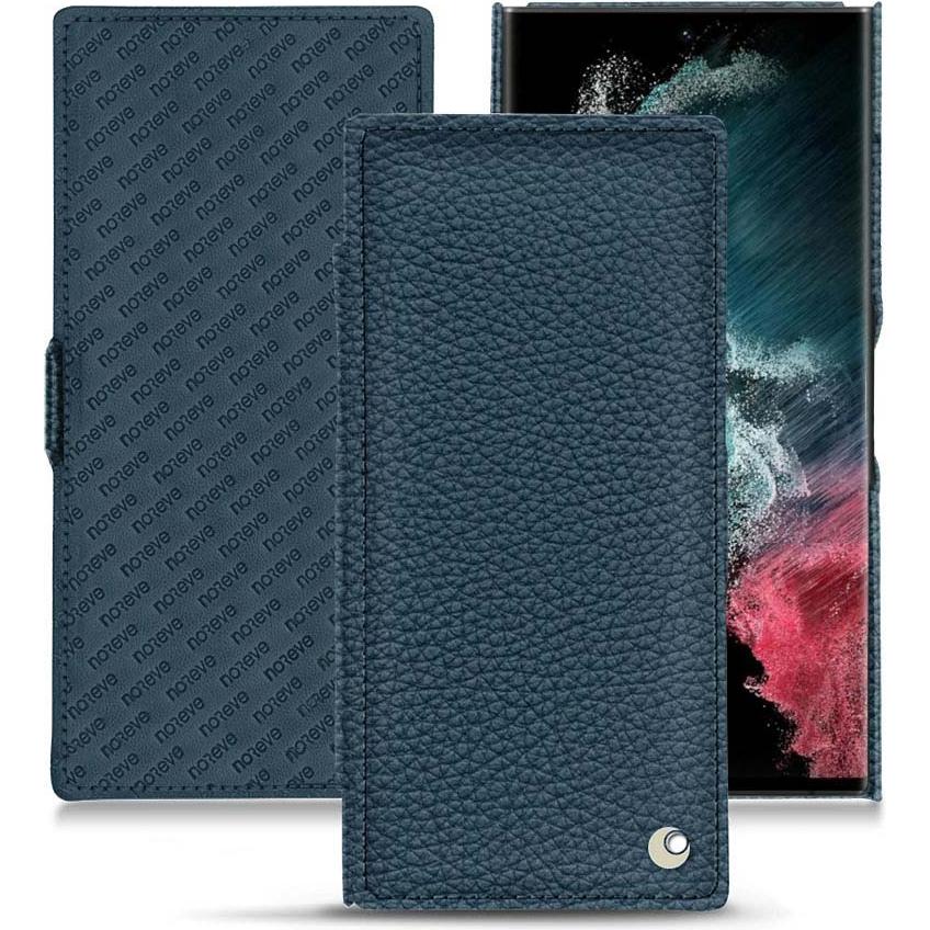 Noreve Lederschutzhülle horizontal (Samsung Galaxy S22 Ultra), Smartphone Hülle, Blau