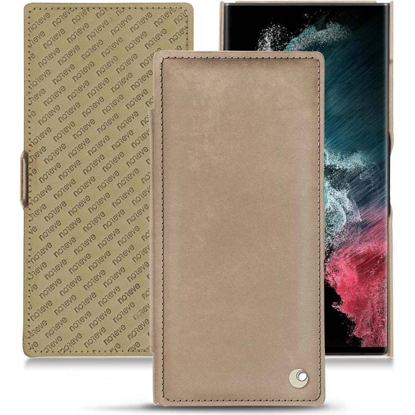 Noreve Lederschutzhülle horizontal (Samsung Galaxy S22 Ultra), Smartphone Hülle, Beige