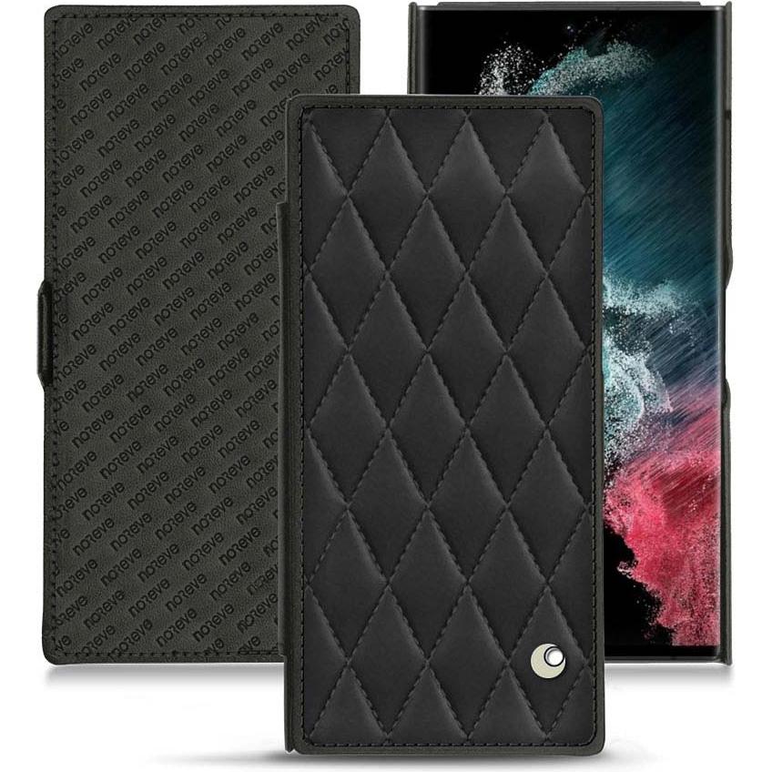 Noreve Lederschutzhülle horizontal (Samsung Galaxy S22 Ultra), Smartphone Hülle, Schwarz