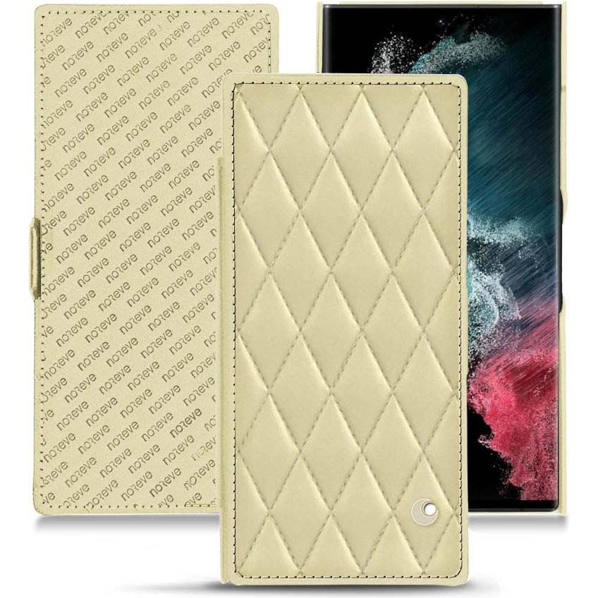 Noreve Lederschutzhülle horizontal (Samsung Galaxy S22 Ultra (5G)), Smartphone Hülle, Beige
