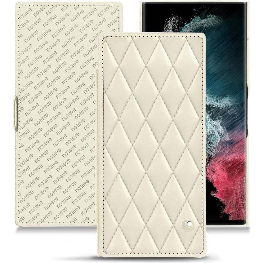 Noreve Lederschutzhülle horizontal (Samsung Galaxy S22 Ultra), Smartphone Hülle, Weiss