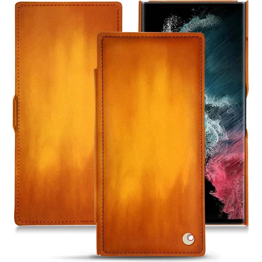 Noreve Lederschutzhülle horizontal (Samsung Galaxy S22 Ultra), Smartphone Hülle, Orange