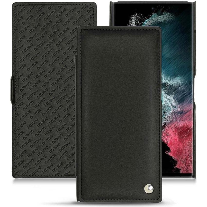 Noreve Lederschutzhülle horizontal (Samsung Galaxy S22 Ultra (5G)), Smartphone Hülle, Schwarz