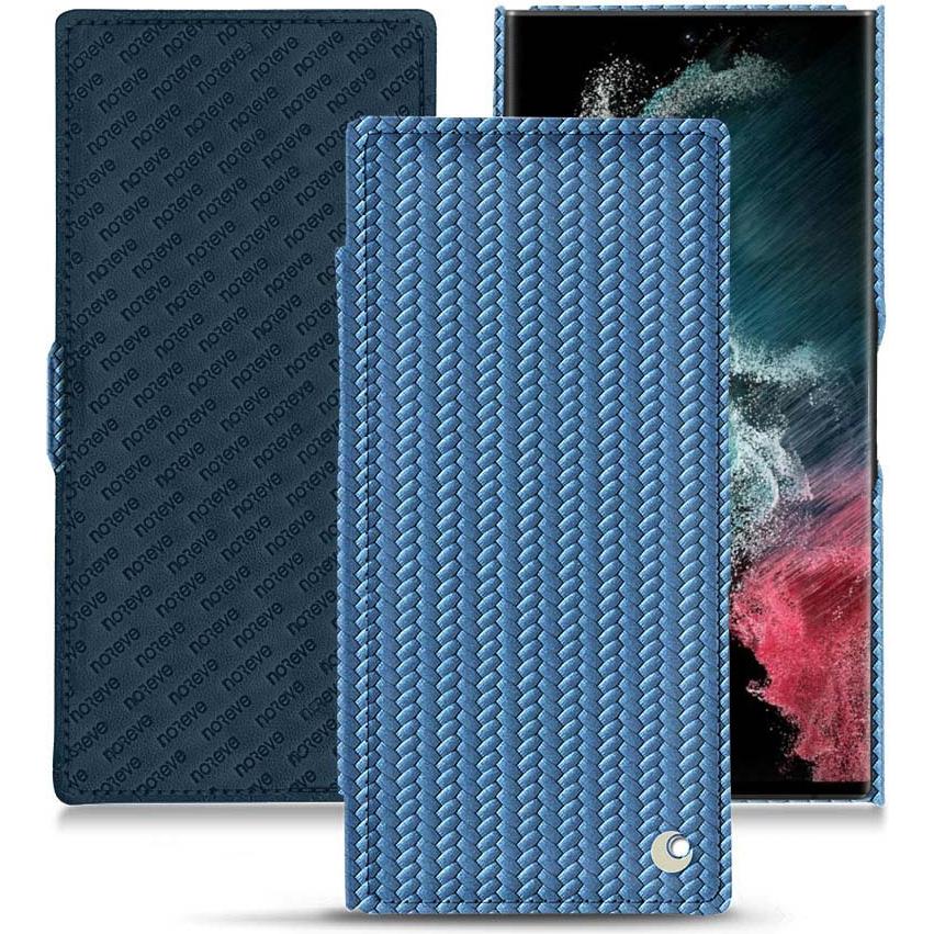 Noreve Lederschutzhülle horizontal (Samsung Galaxy S22 Ultra), Smartphone Hülle, Blau