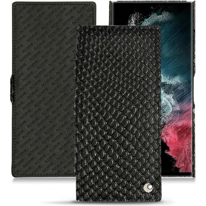 Noreve Lederschutzhülle horizontal (Samsung Galaxy S22 Ultra), Smartphone Hülle, Schwarz