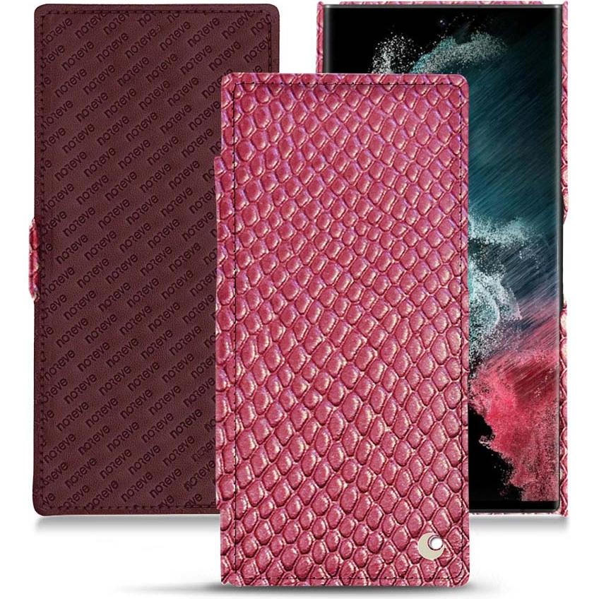 Noreve Lederschutzhülle horizontal (Samsung Galaxy S22 Ultra), Smartphone Hülle, Rosa