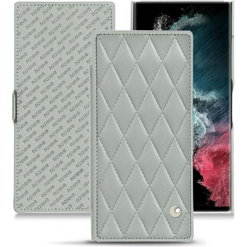 Noreve Lederschutzhülle horizontal (Samsung Galaxy S22 Ultra), Smartphone Hülle, Grau