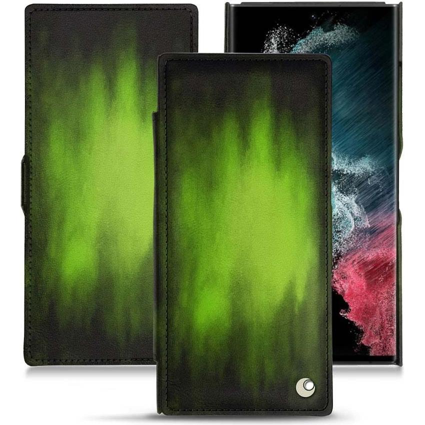Noreve Lederschutzhülle horizontal (Samsung Galaxy S22 Ultra), Smartphone Hülle, Grün