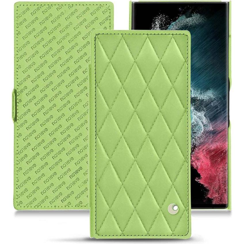 Noreve Lederschutzhülle horizontal (Samsung Galaxy S22 Ultra), Smartphone Hülle, Grün