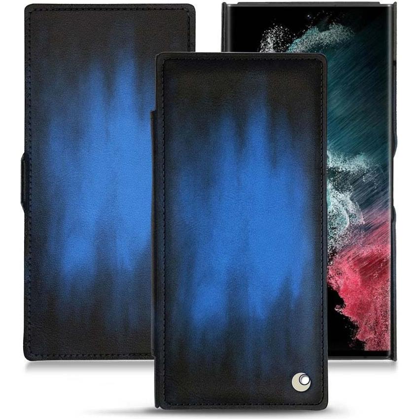 Noreve Lederschutzhülle horizontal (Samsung Galaxy S22 Ultra), Smartphone Hülle, Blau