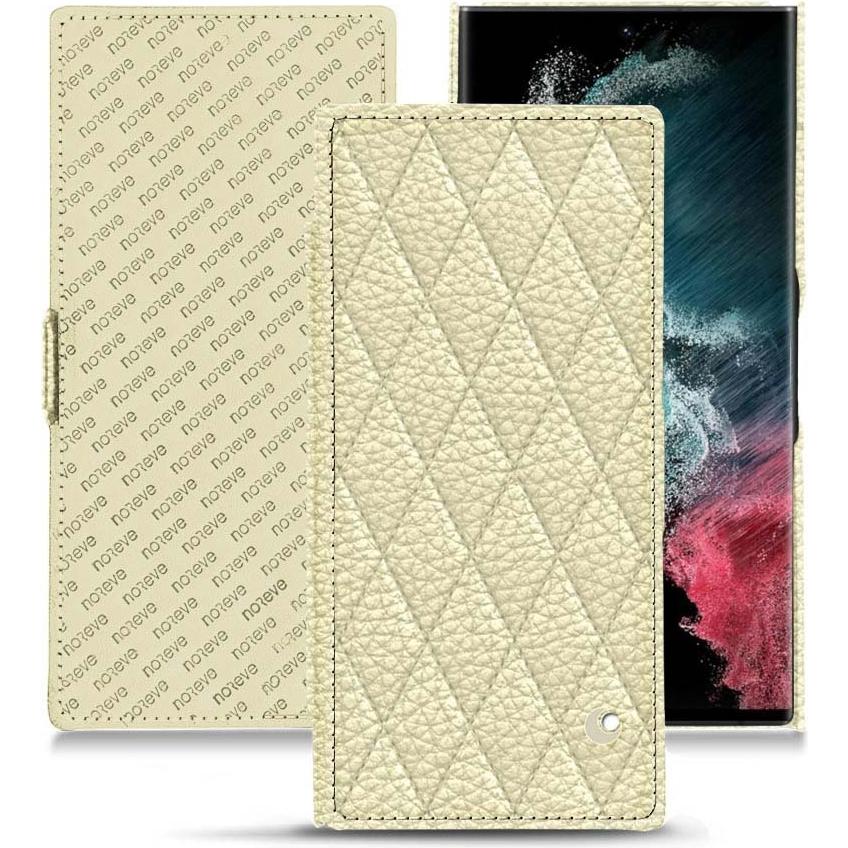 Noreve Lederschutzhülle horizontal (Samsung Galaxy S22 Ultra), Smartphone Hülle, Beige