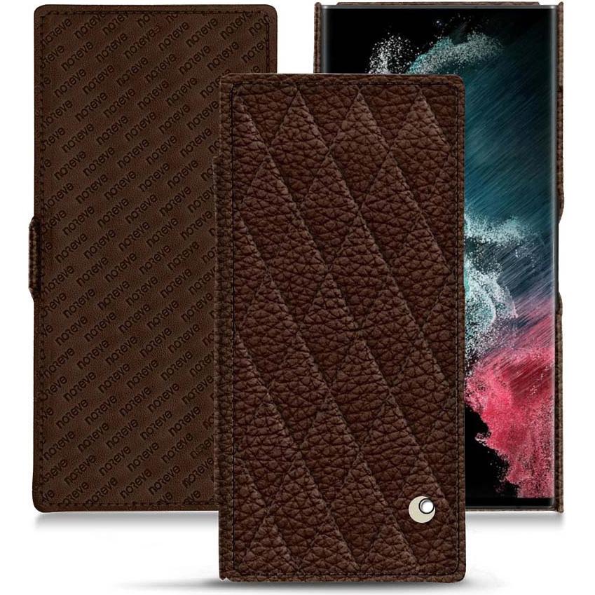 Noreve Lederschutzhülle horizontal (Samsung Galaxy S22 Ultra), Smartphone Hülle, Braun
